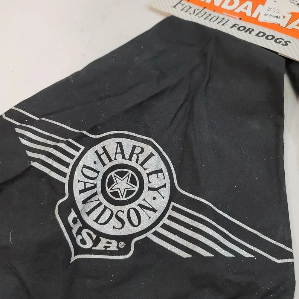 Harley Davidson motorcycle dog bandana set of 2. one is NWT the other one used.